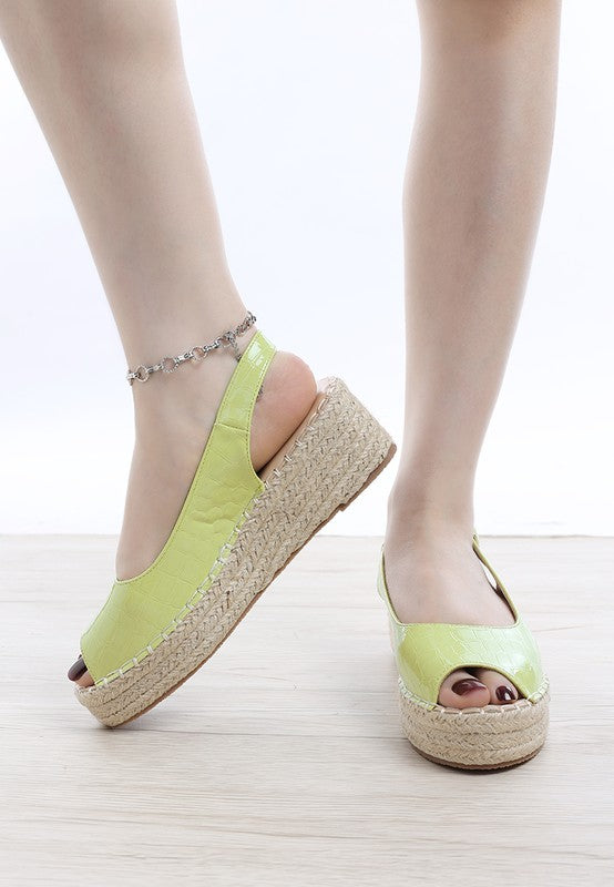 Yarael Croco Peep Toe Wedges - Tigbul's Variety Fashion Shop