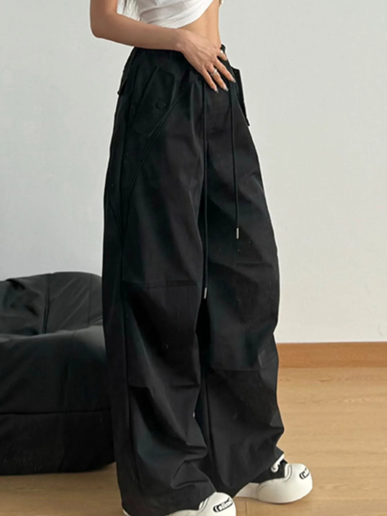 Wide Leg Drawstring Pants - Tigbul's Variety Fashion Shop