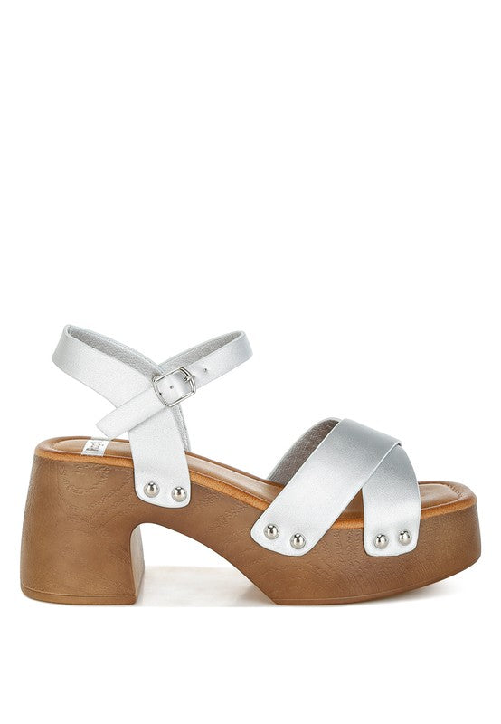 Morasa Metallic Pleather Clog Sandals - Tigbul's Variety Fashion Shop