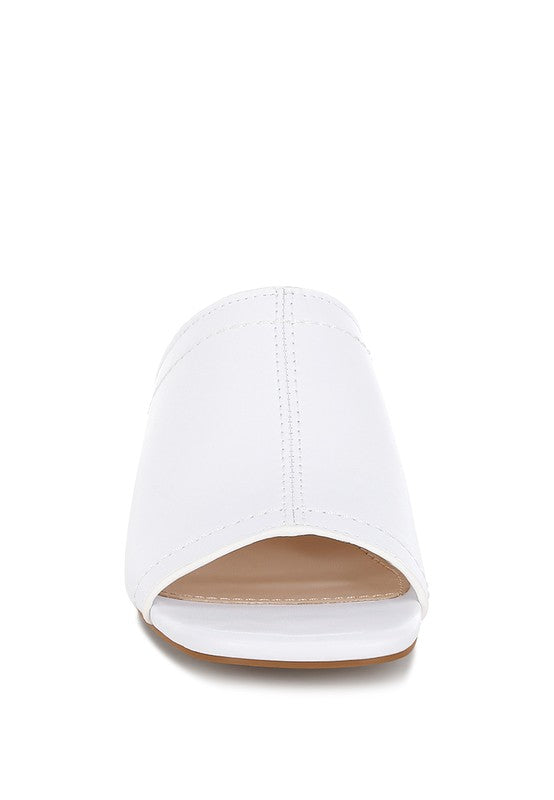 Wuling Slip-On Soft White Leather Heels - Tigbul's Variety Fashion Shop