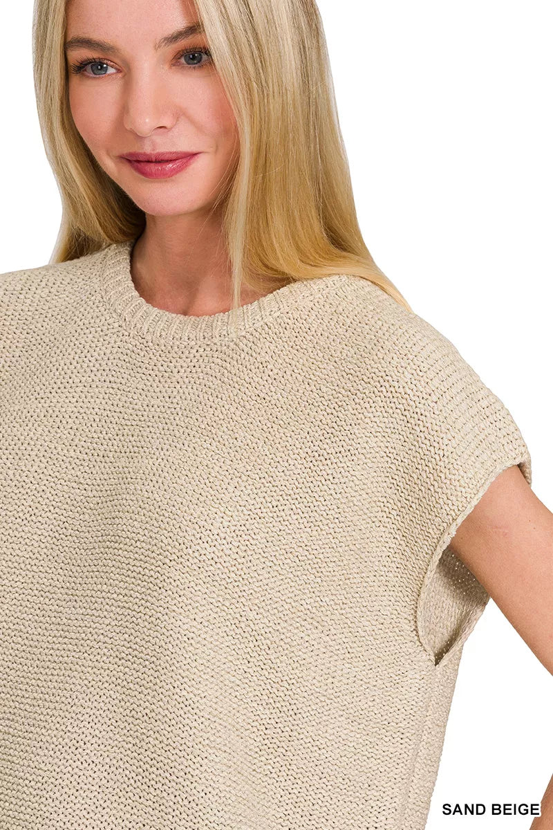 Zenana Oversized Crew Neck Sweater Vest - Tigbul's Variety Fashion Shop