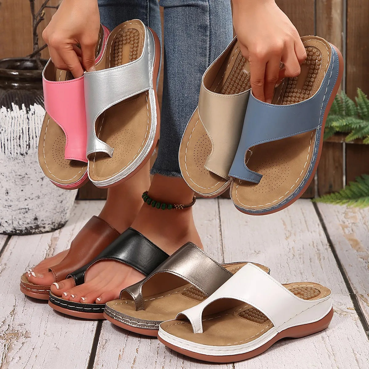 Toe Loop Flat Sandals - Tigbul's Variety Fashion Shop