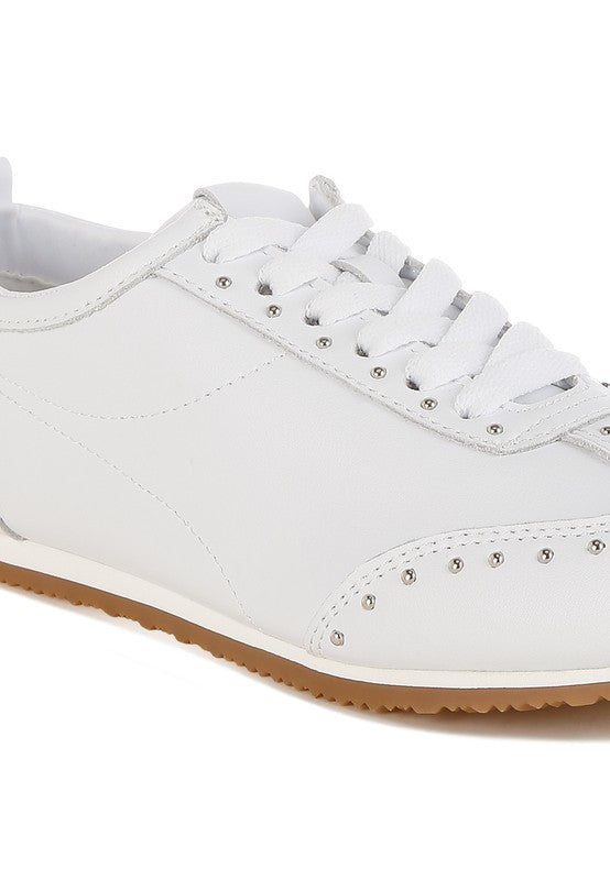 Odaya Studded Real Soft Leather Sneakers - Tigbul's Variety Fashion Shop