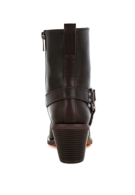 Baccata Elevated Harness Detail Ankle Boots - Tigbul's Variety Fashion Shop