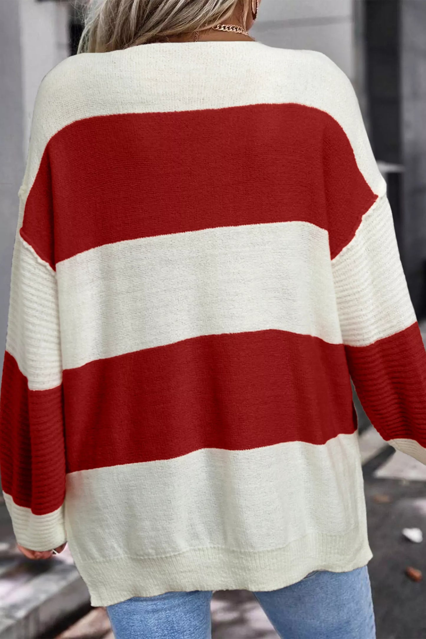 Color Block V-Neck Sweater - Tigbul's Variety Fashion Shop