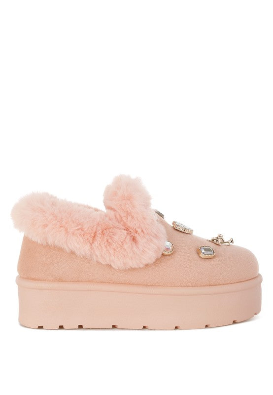 Zeta Charm Detail Slip On Snow Boots - Tigbul's Variety Fashion Shop