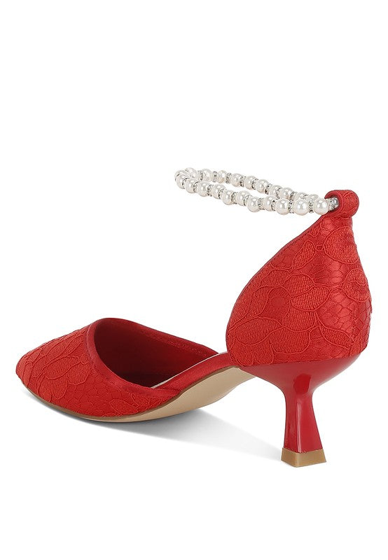 Laika Lace Kitten Heel Sandals - Tigbul's Variety Fashion Shop