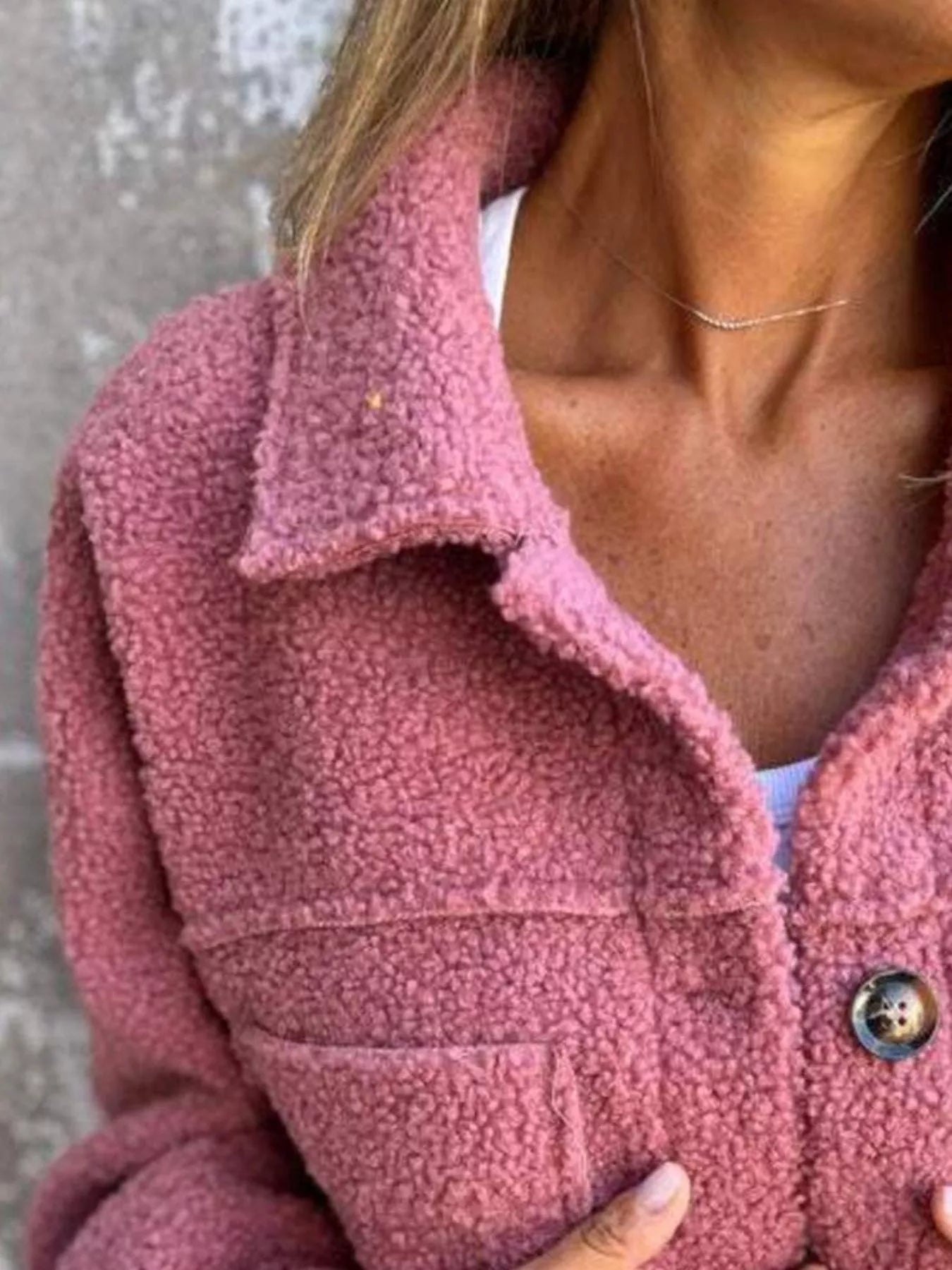 Full Size Single-Breasted Sherpa Shacket Plus Size - Tigbul's Variety Fashion Shop