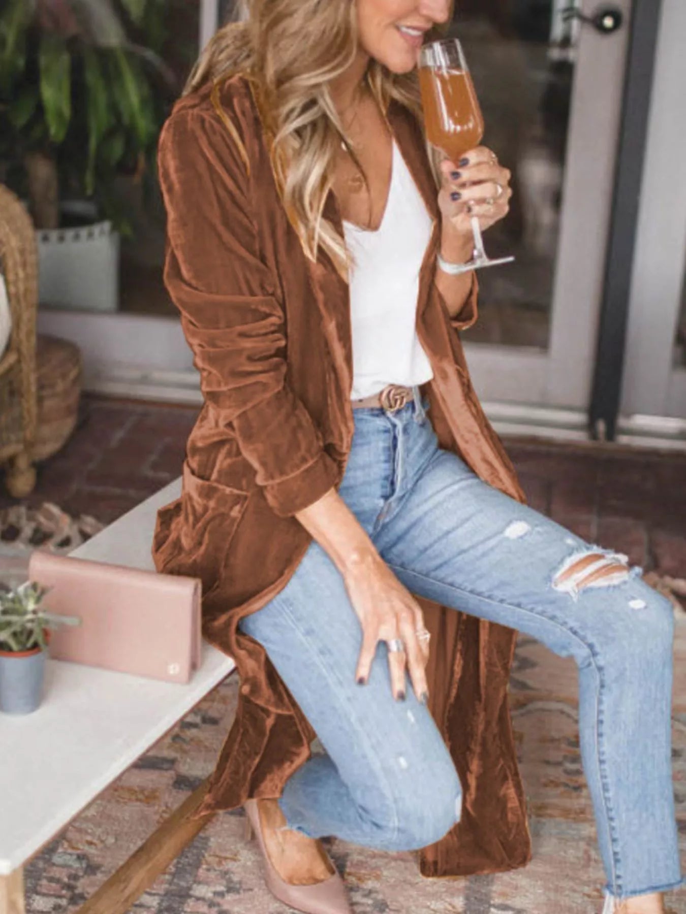 Open Front Long Sleeve Longline Cardigan - Tigbul's Variety Fashion Shop