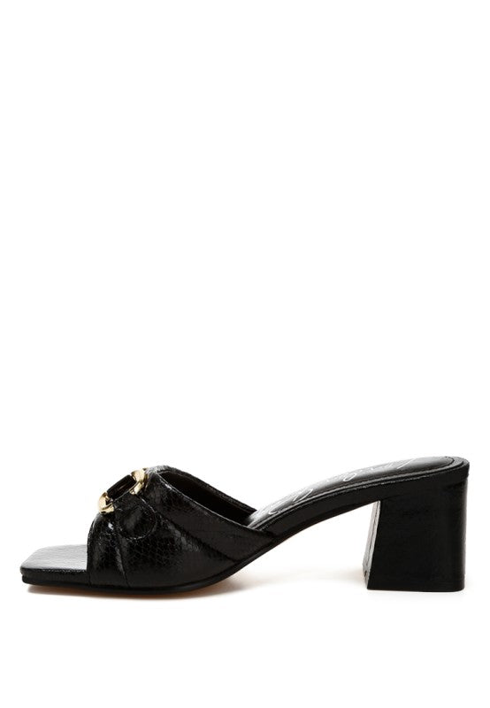 Bellamy Horsebit Detail Snake Print Sandals - Tigbul's Variety Fashion Shop