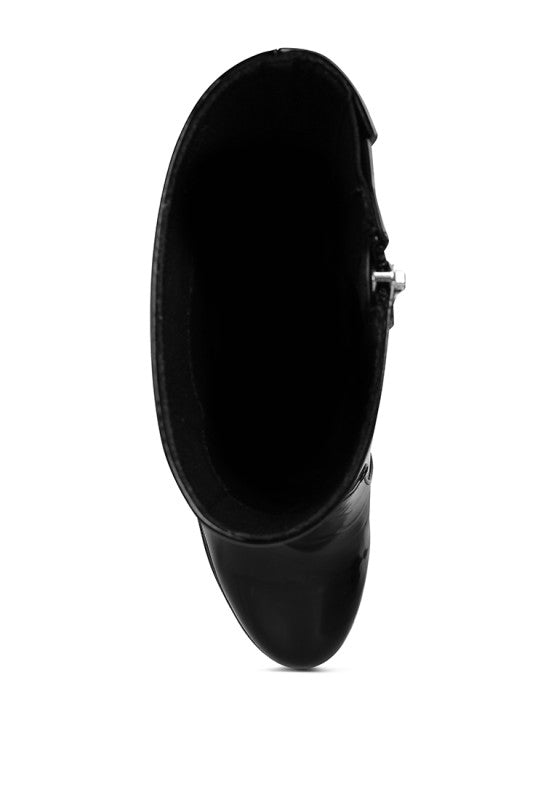 Bander Patent Pu High Heel Platform Ankle Boots - Tigbul's Variety Fashion Shop
