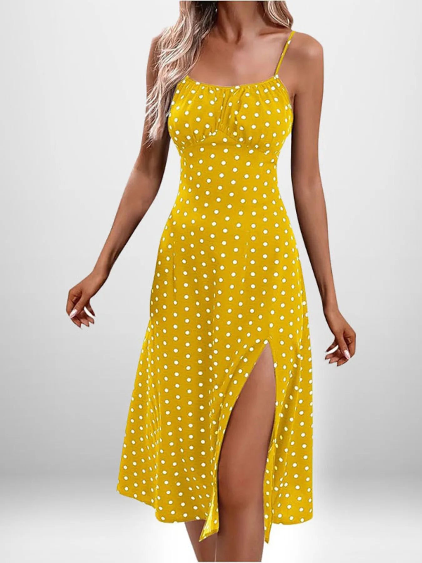 Full Size Slit Printed Cami Midi Dress Plus Size - Tigbul's Variety Fashion Shop