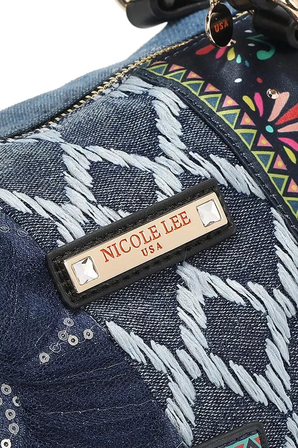 Nicole Lee USA Bosque De Amor Denim Boston Bag - Tigbul's Variety Fashion Shop