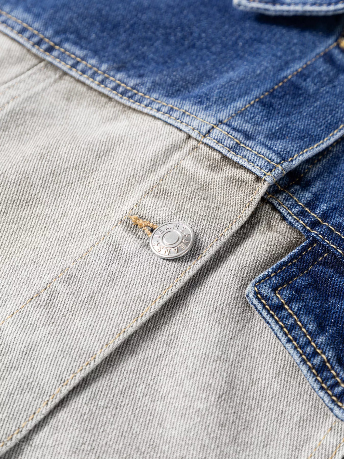 Color Block Patchwork Raw Hem Denim Jacket - Tigbul's Variety Fashion Shop
