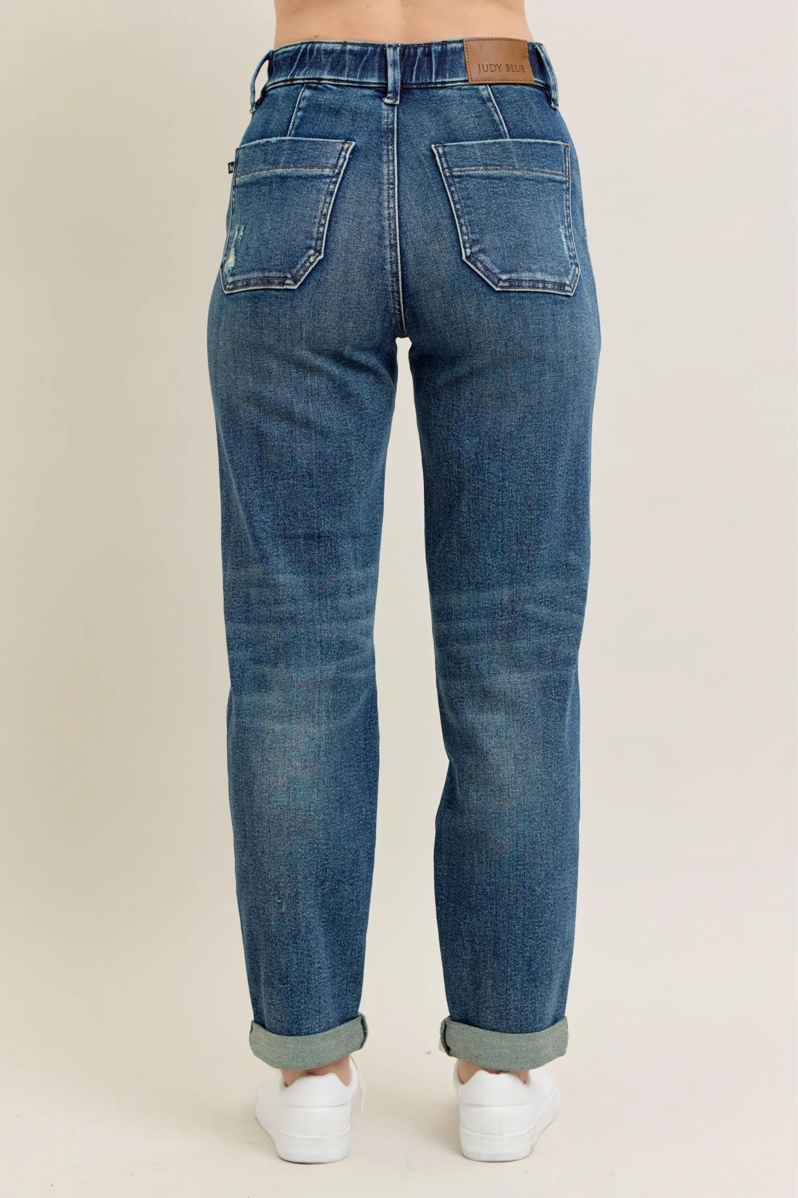 Judy Blue Full Size HW Vintage Wash Jeans w/ Drawstring Plus Size - Tigbul's Variety Fashion Shop