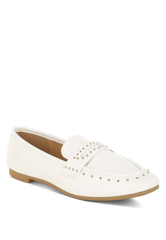 Dorlina Studded Faux Leather Loafers - Tigbul's Variety Fashion Shop