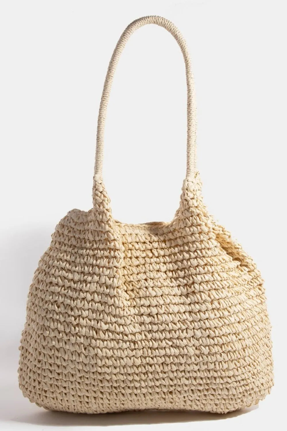 Ivory Braided Long Handle Tote Bag - Tigbul's Variety Fashion Shop