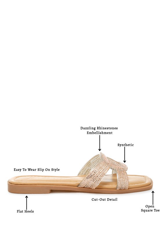 Minople Rhinestones Embellished Flat Sandals - Tigbul's Variety Fashion Shop