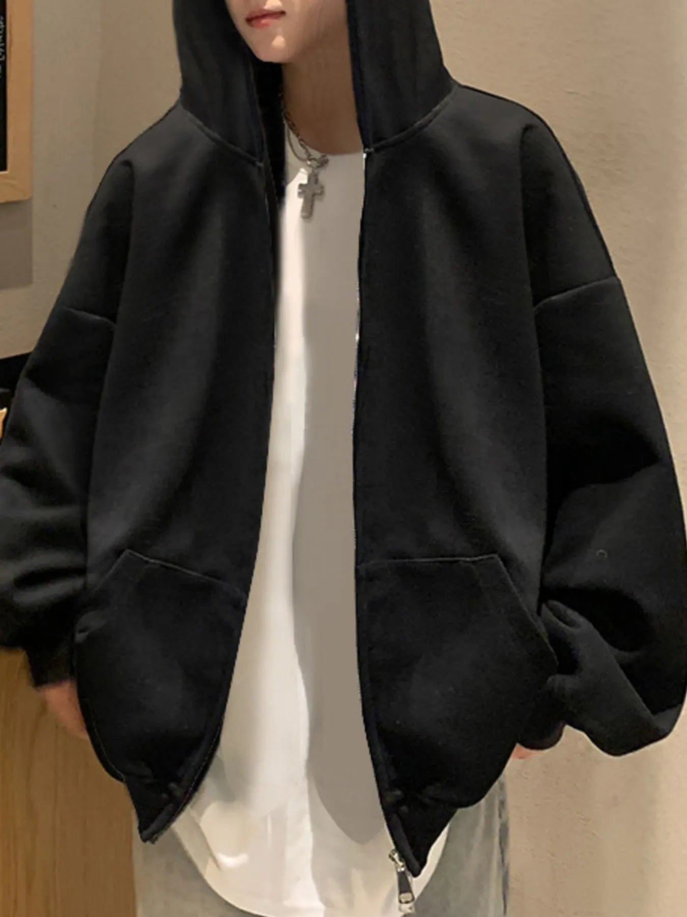 Men's Plus Size Zip Up Oversized Hoodie - Tigbul's Variety Fashion Shop