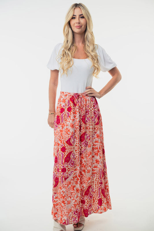 White Birch Full Size High Waisted Floral Woven Skirt - Tigbul's Variety Fashion Shop