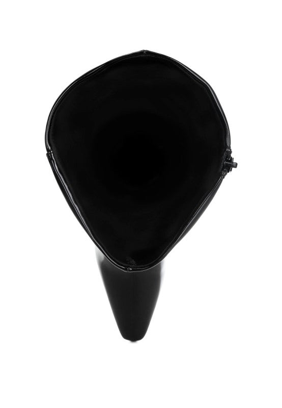 Warley Patent Faux Leather Calf Boots - Tigbul's Variety Fashion Shop