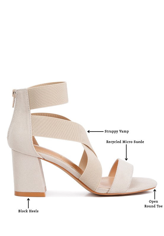 Benicia Elastic Strappy Block Heel Sandals - Tigbul's Variety Fashion Shop