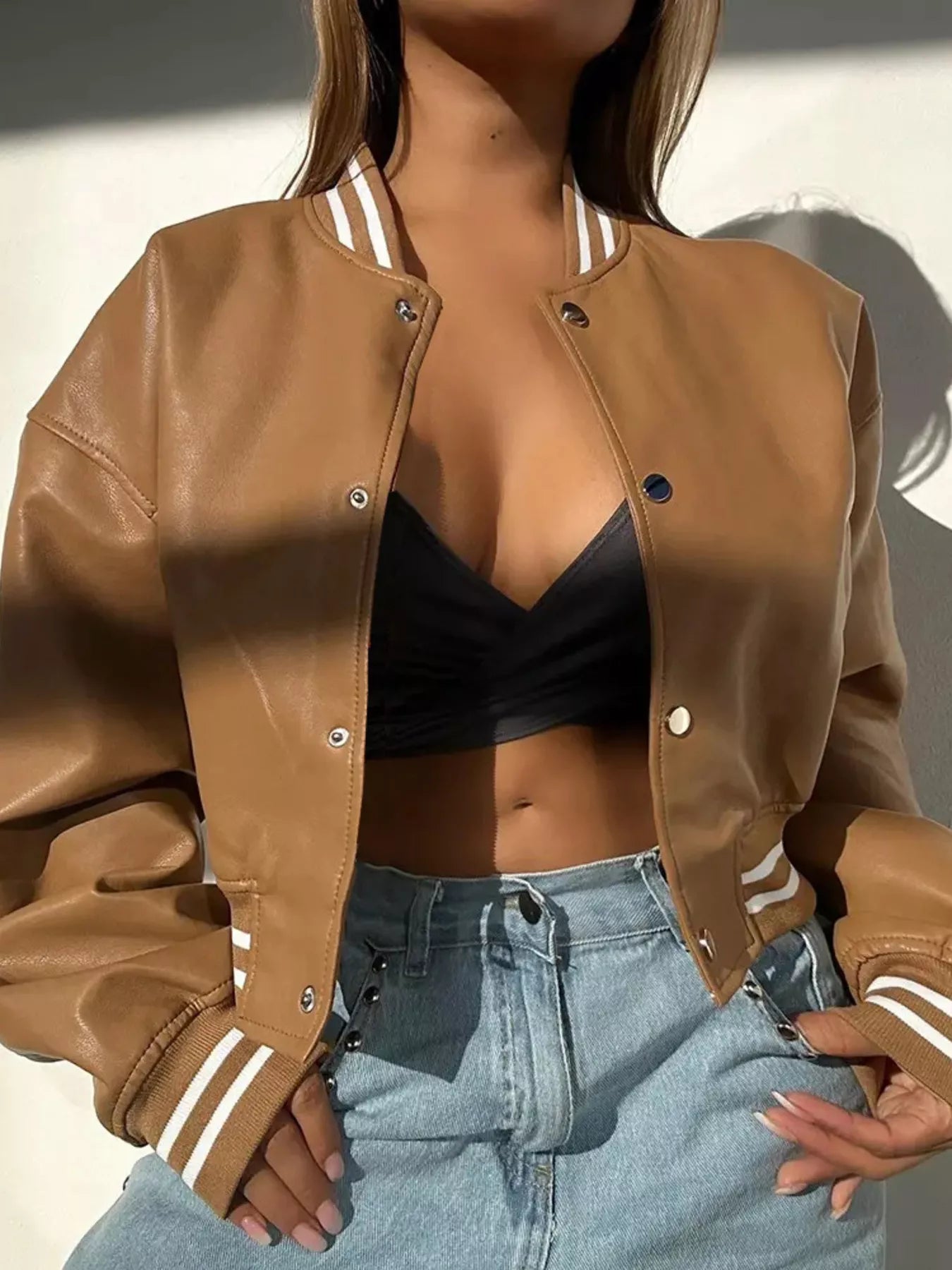 Snap Down Long Sleeve Jacket - Tigbul's Variety Fashion Shop