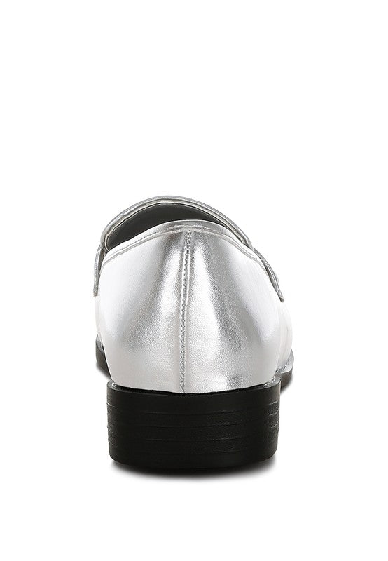 Rugle Metallic Faux Leather Flat Loafers - Tigbul's Variety Fashion Shop