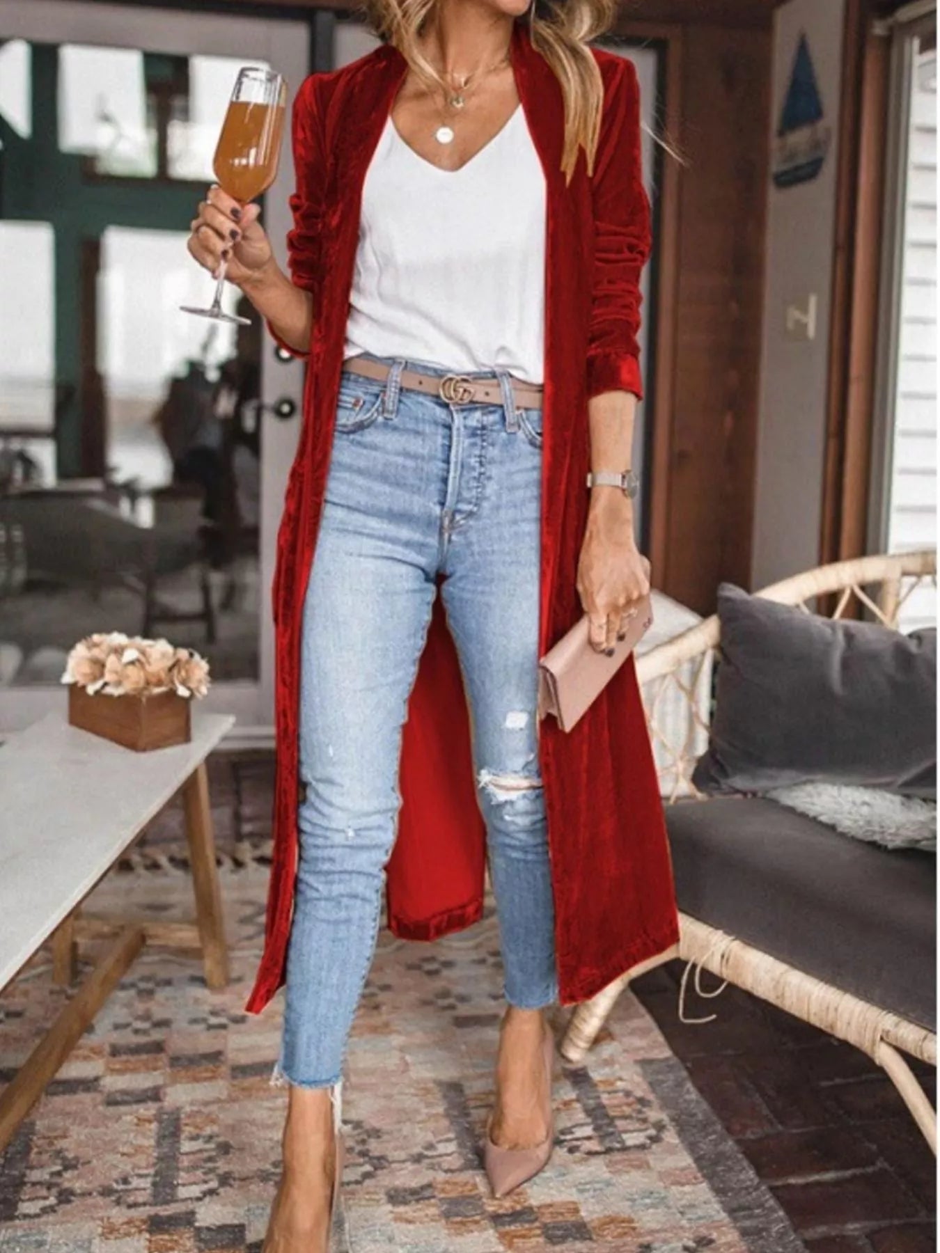Open Front Long Sleeve Longline Cardigan - Tigbul's Variety Fashion Shop