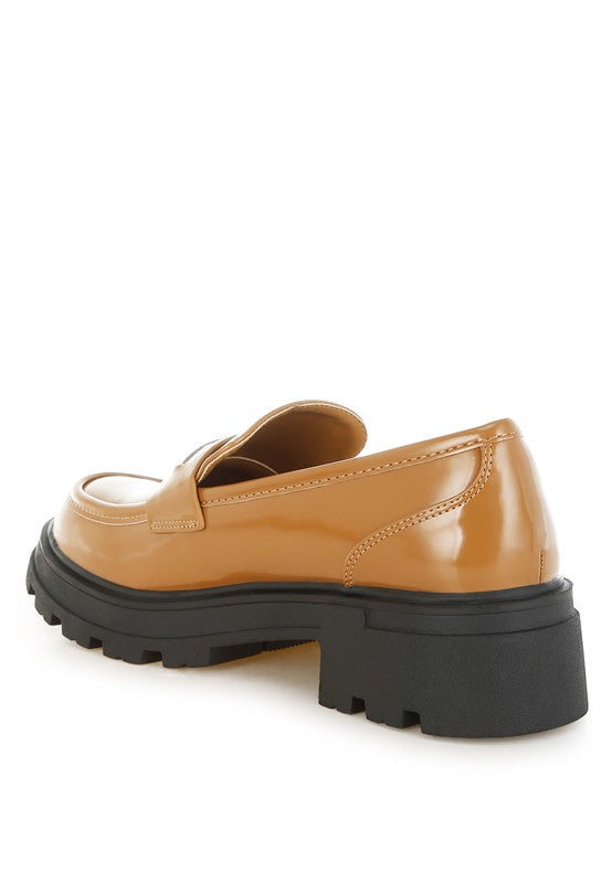 Gleam Stride Faux Leather Chunky Loafers - Tigbul's Variety Fashion Shop