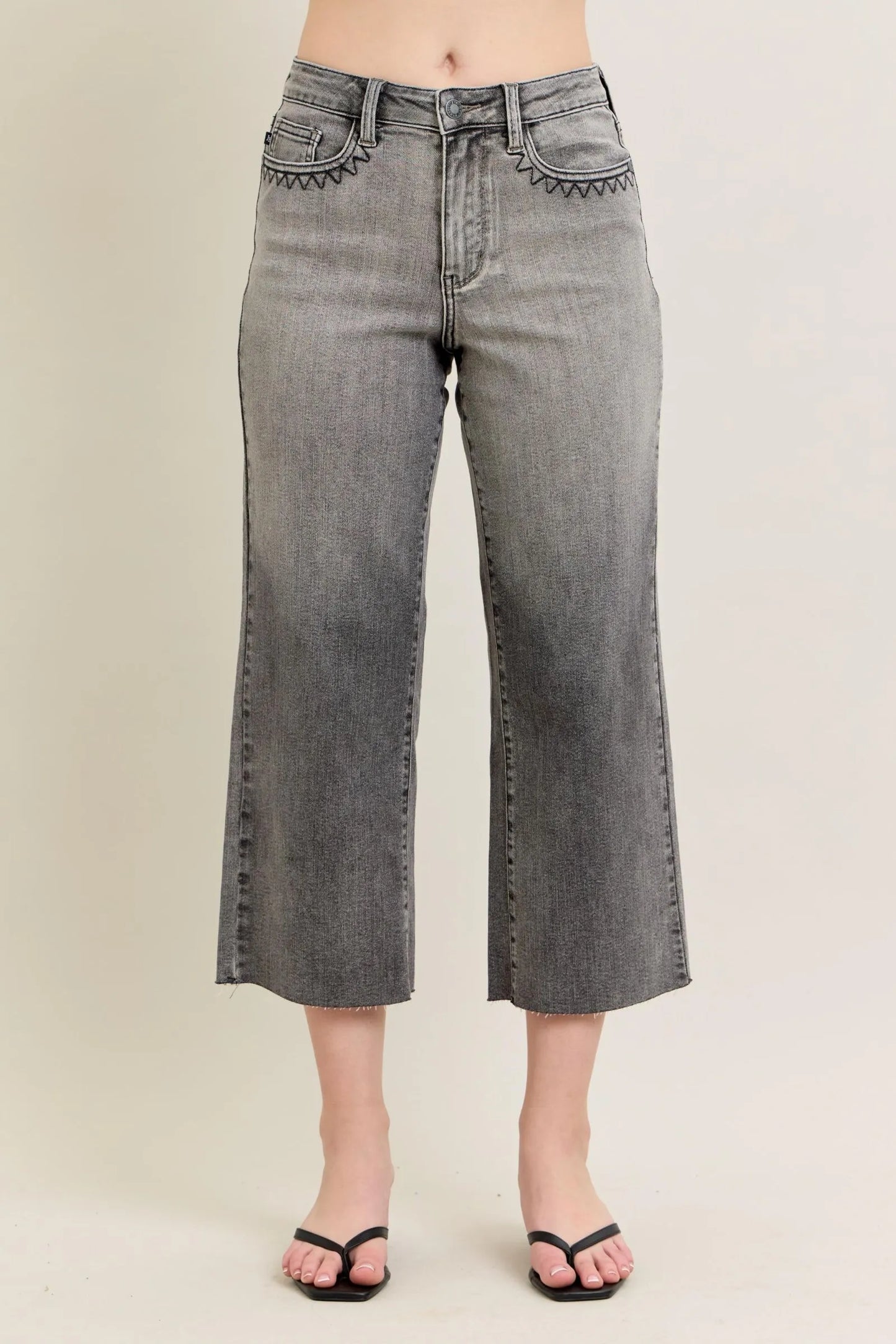 Judy Blue Full Size Wide Leg Capris Jeans Plus Size - Tigbul's Variety Fashion Shop
