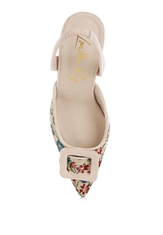 Miraya Embroidered Buckle Detail Stiletto Heels - Tigbul's Variety Fashion Shop
