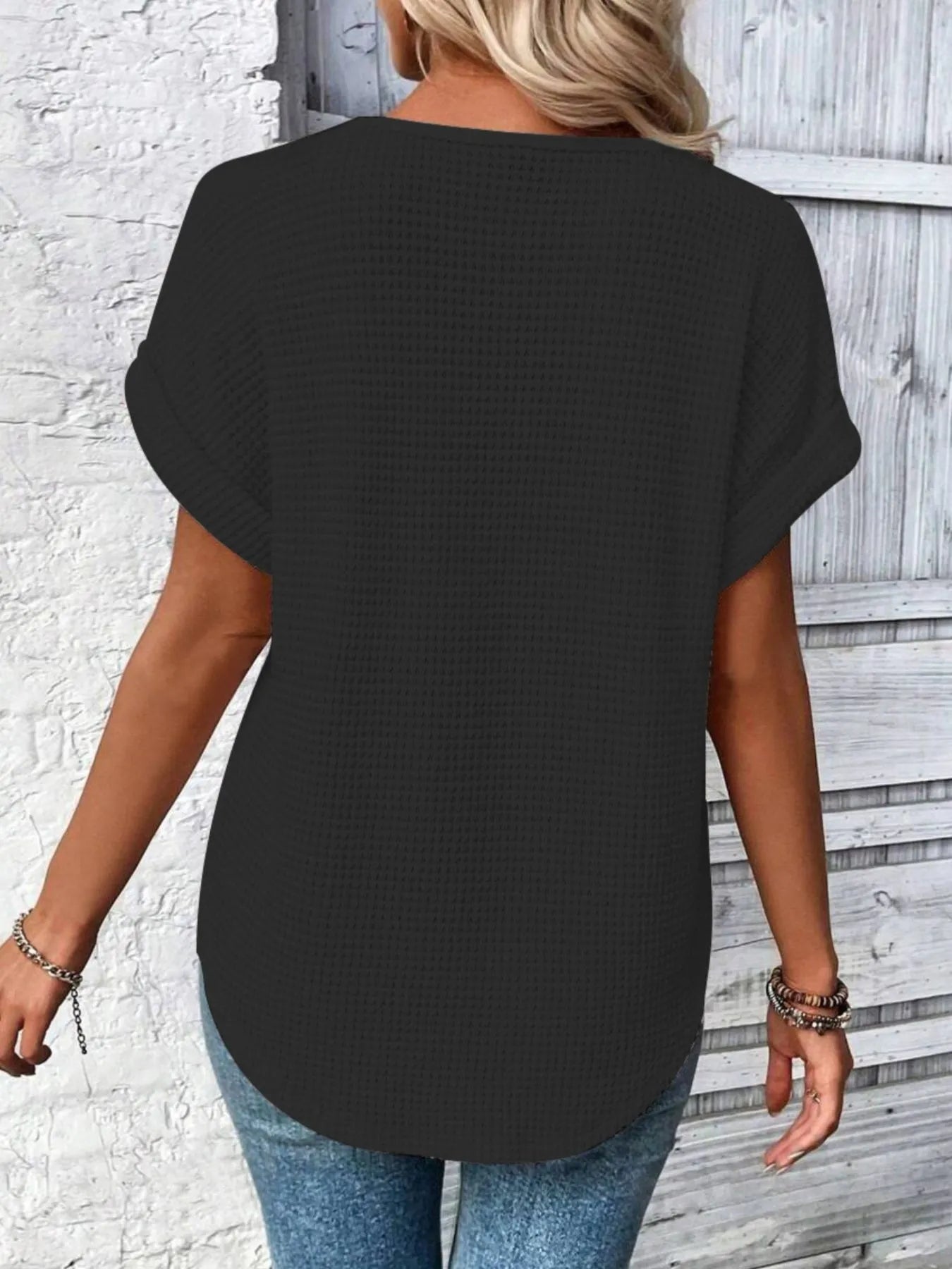 Crochet Lace Short Sleeve Casual T-Shirt - Tigbul's Variety Fashion Shop