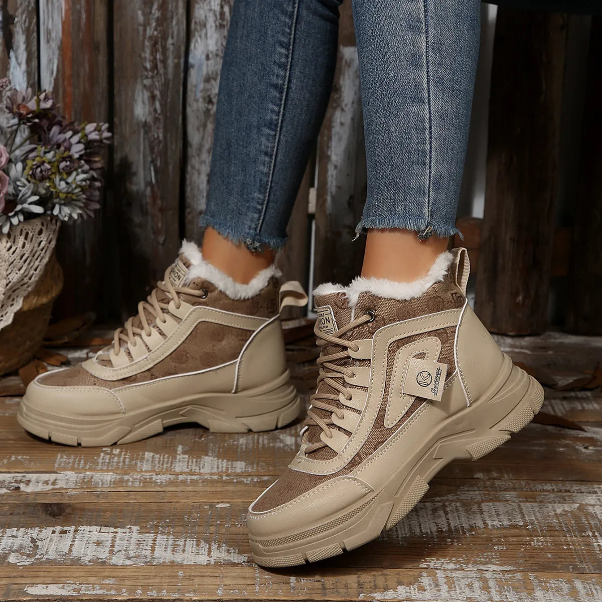 High-Top Platform Chunky Sneaker Boots Lace-Up - Tigbul's Variety Fashion Shop