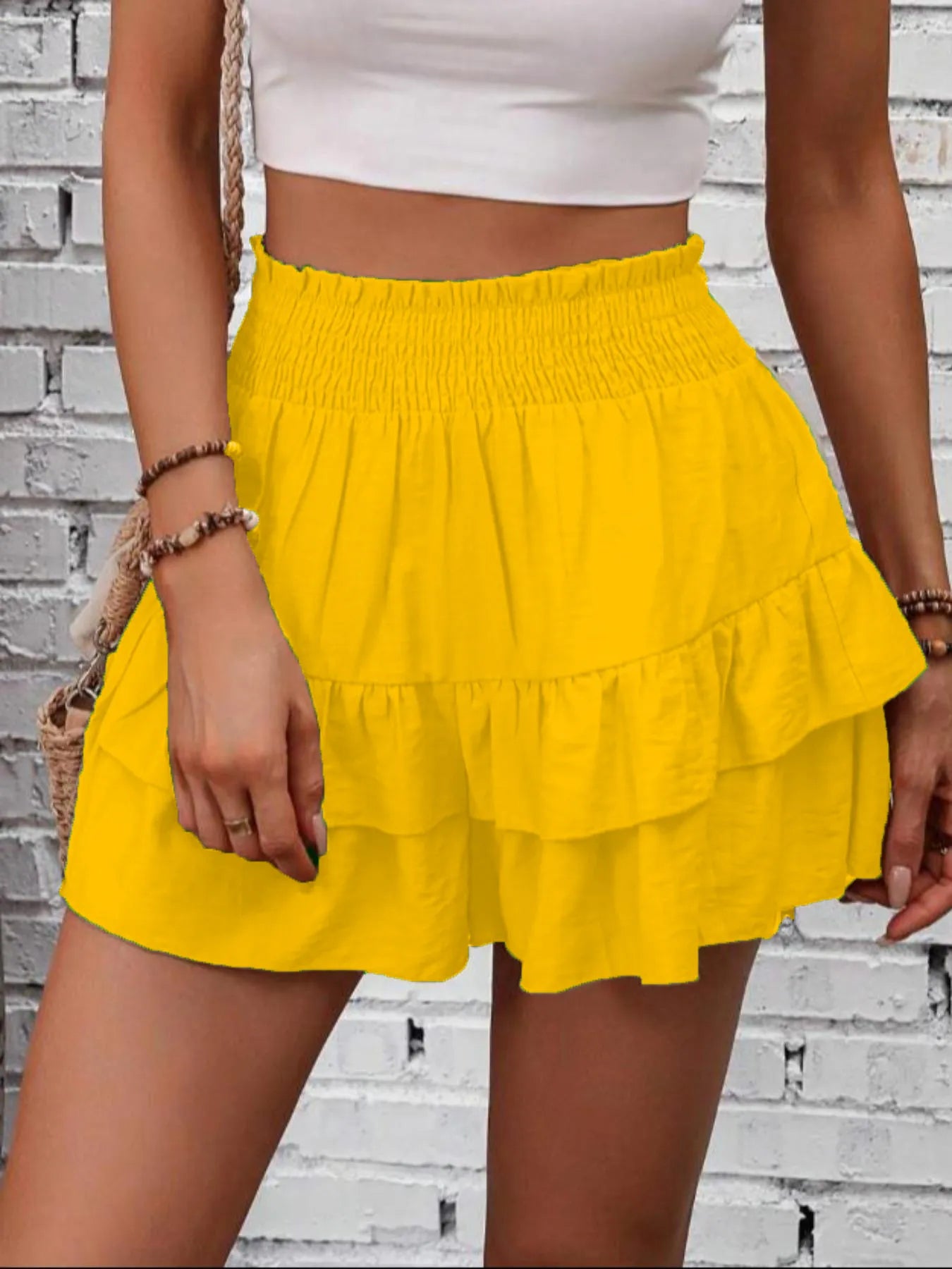 Ruffle Layered High Waist Casual Skort - Tigbul's Variety Fashion Shop