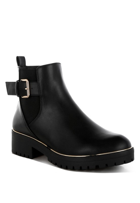 Antorin Chunky Buckle Detail Ankle Boots - Tigbul's Variety Fashion Shop