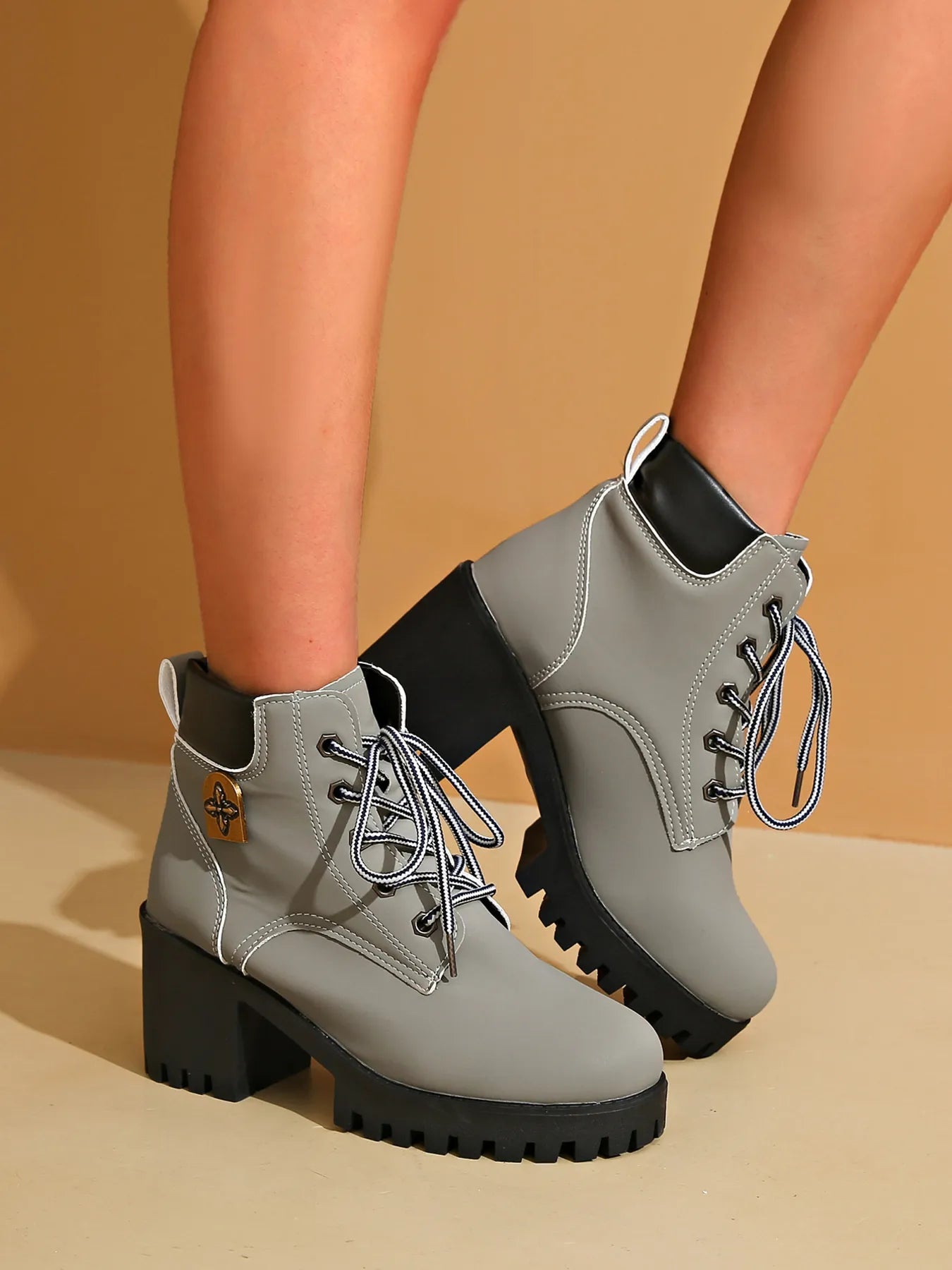 Lace Up Block Heel Boots - Tigbul's Variety Fashion Shop
