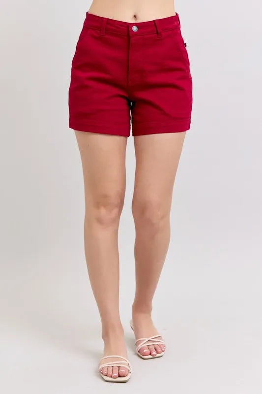 Judy Blue High Waist Tummy Control Garment Dyed Heart Shaped Denim Shorts - Tigbul's Variety Fashion Shop