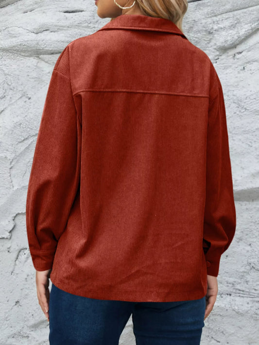 Corduroy Button-Down Shacket - Tigbul's Variety Fashion Shop