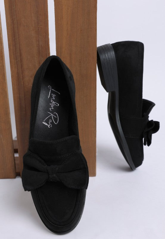 Havisham Bow Accent Heeled Loafers - Tigbul's Variety Fashion Shop