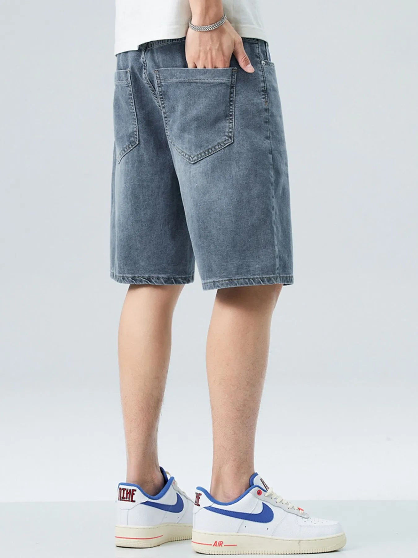 Men's Washed Denim Shorts with Pockets - Tigbul's Variety Fashion Shop
