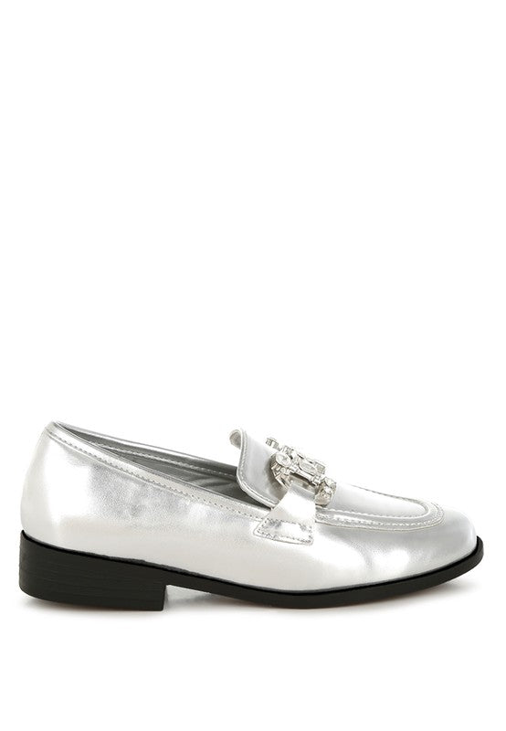 Dendron Diamante Horsebit Metallic Loafers - Tigbul's Variety Fashion Shop