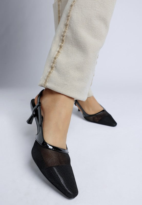 Size 9 and 10 Black Kitten Heel Slingback Sandals - Tigbul's Variety Fashion Shop