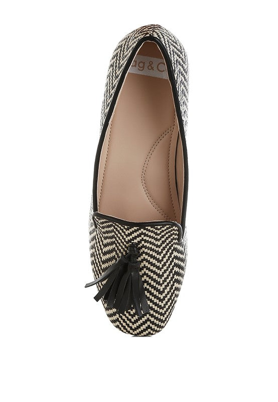 Dara Raffia Tassels Detail Loafers - Tigbul's Variety Fashion Shop