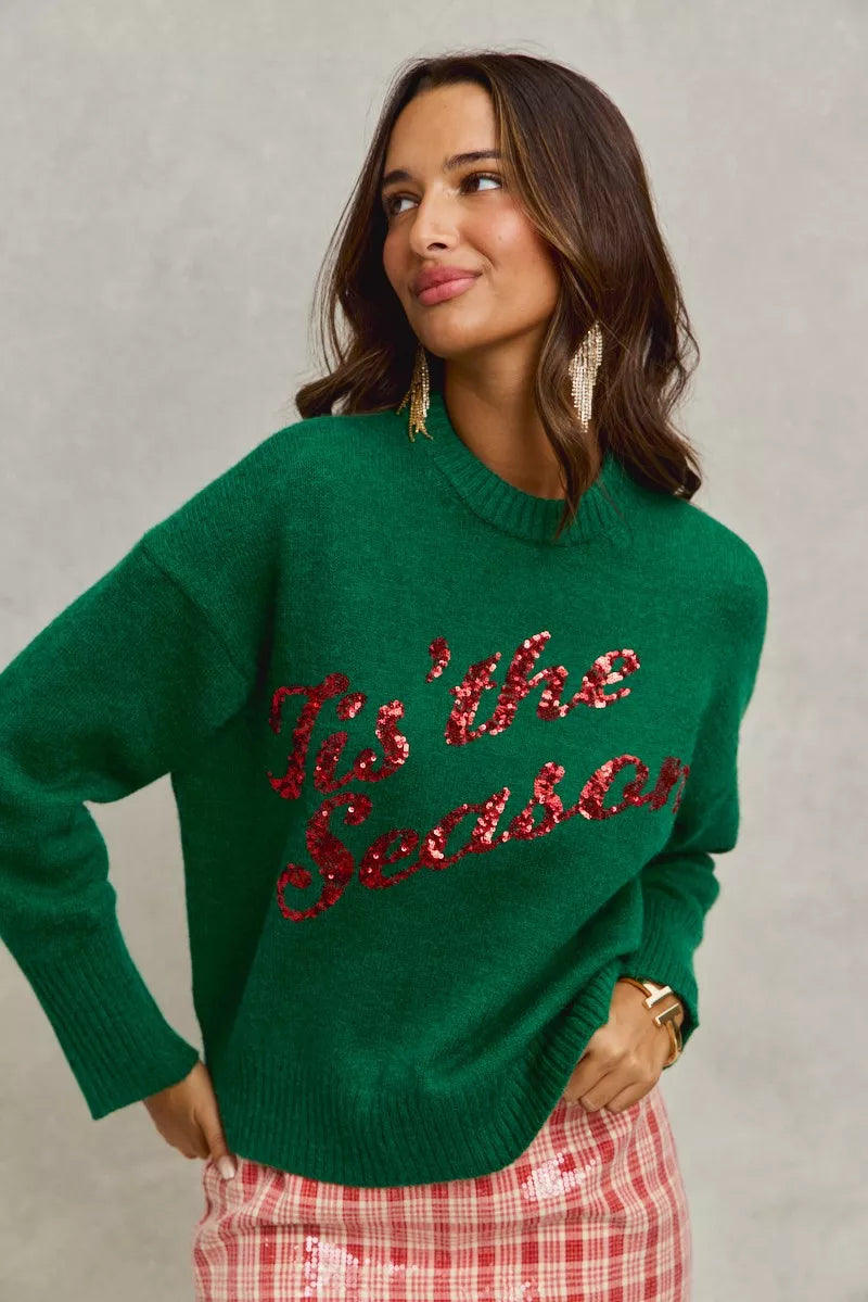SO ME Sequins Lettering Christmas Holiday Sweater - Tigbul's Variety Fashion Shop