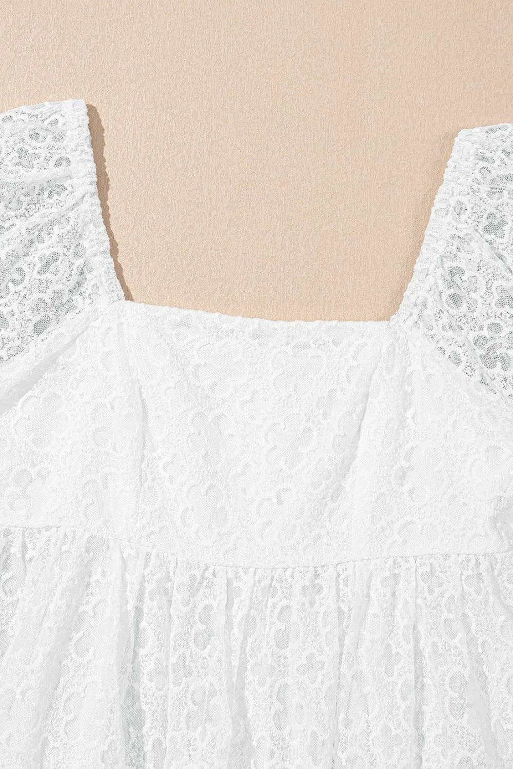 Lace Puff Sleeve Empire Waist Mini Dress - Tigbul's Variety Fashion Shop
