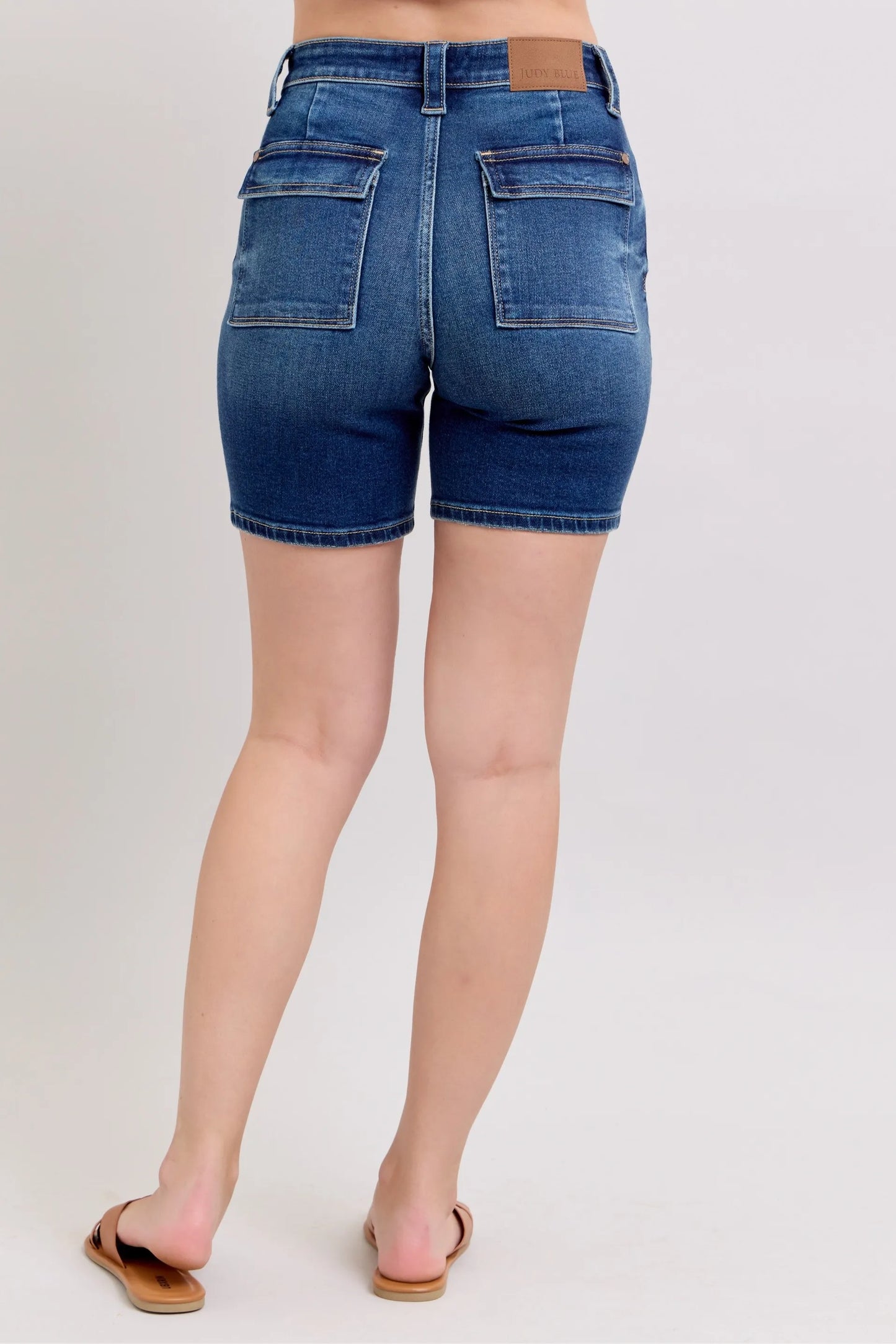 Judy Blue Full Size High Waist Bermudas Jeans W/ Back Flap Pockets Plus Size - Tigbul's Variety Fashion Shop