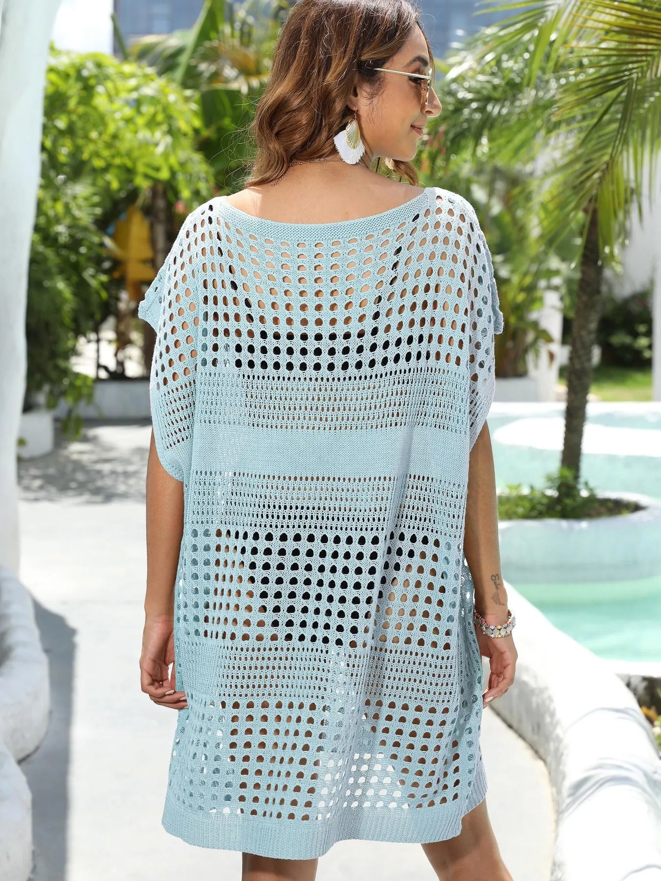 Crochet Knit Beach Cover Up Dress - Tigbul's Variety Fashion Shop