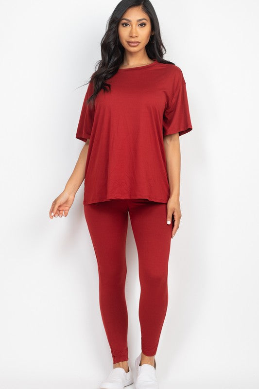 Oversized T-shirt & Leggings Set - Tigbul's Variety Fashion Shop