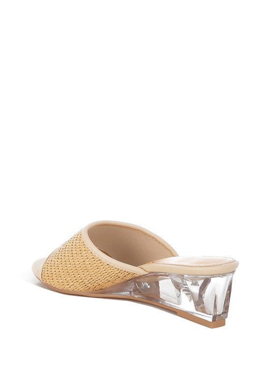 Osminda Raffia Clear Heel Wedge Sandals - Tigbul's Variety Fashion Shop